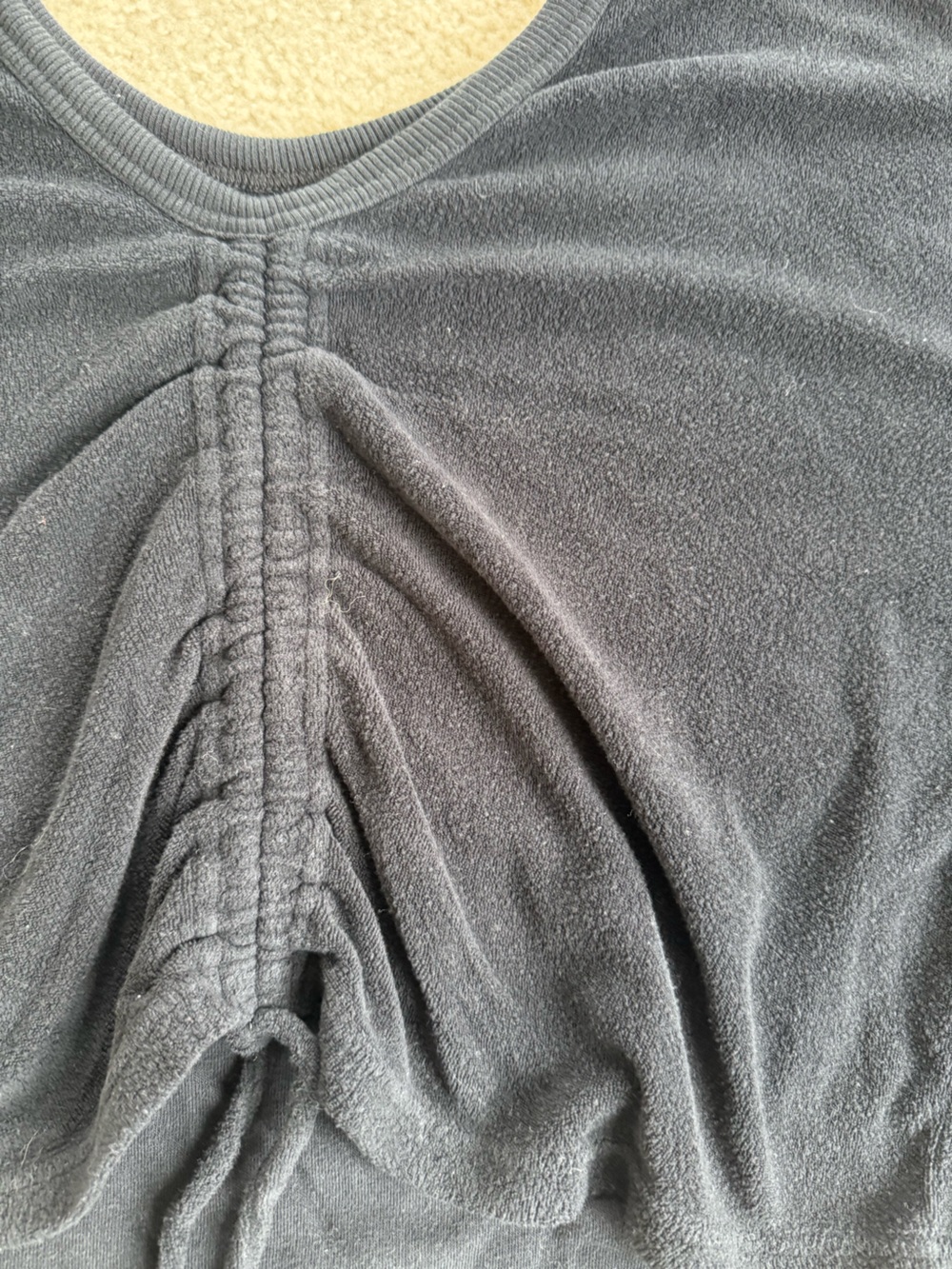 aerie Black Long Sleeve Cinch Front Top - Picture 2 of 3